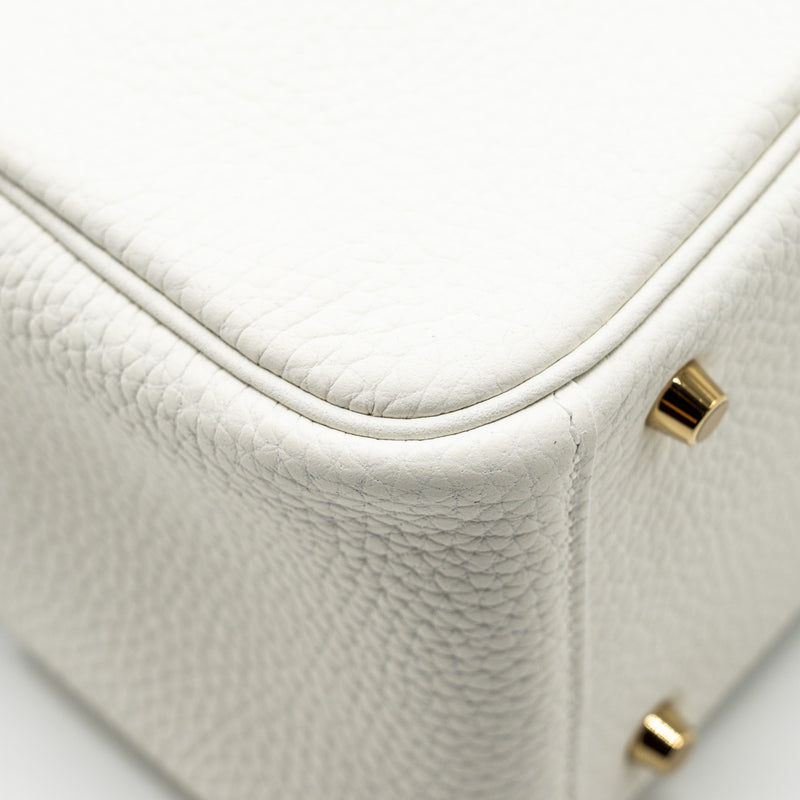 Hermes Mini Lindy Clemence New White GHW Stamp B