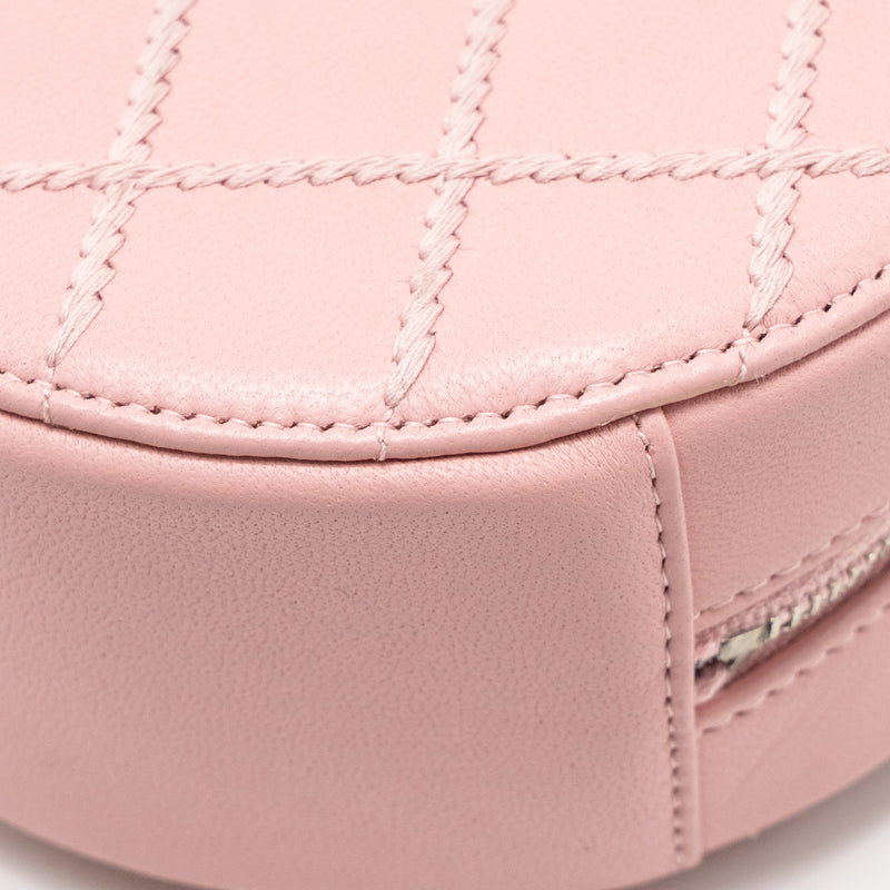 Chanel Mini Round Vanity Clutch With Chain Lambskin Pink SHW
