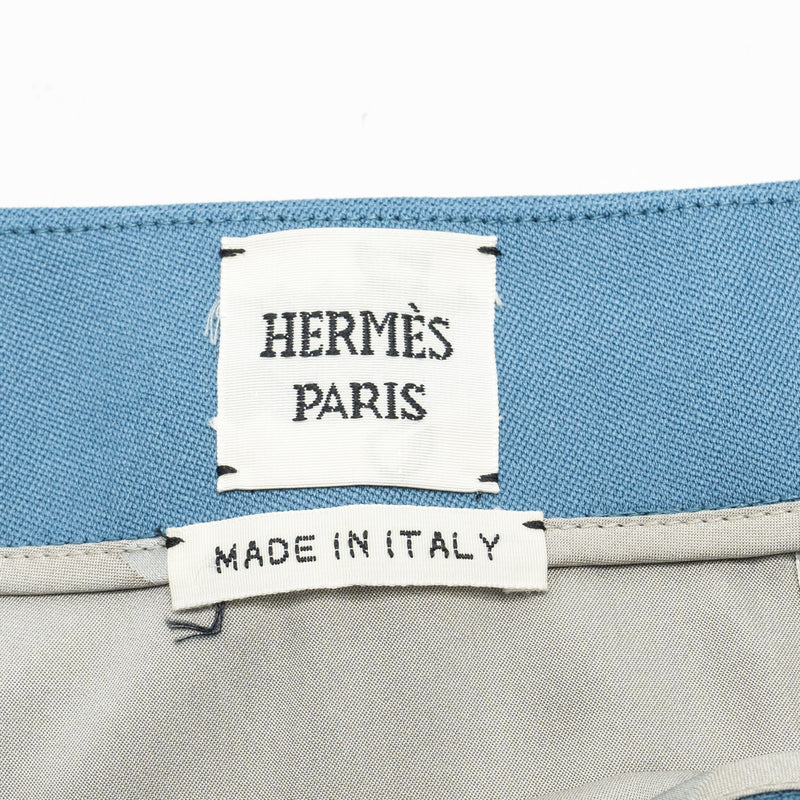 Hermes Size 34 Mini June Skirt Virgin Wool Blue Tempete