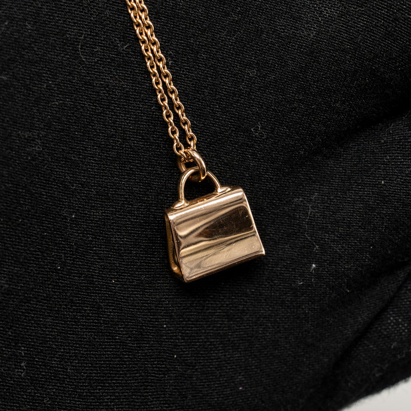 Hermes Amulette Kelly Pendant Rose Gold Diamonds