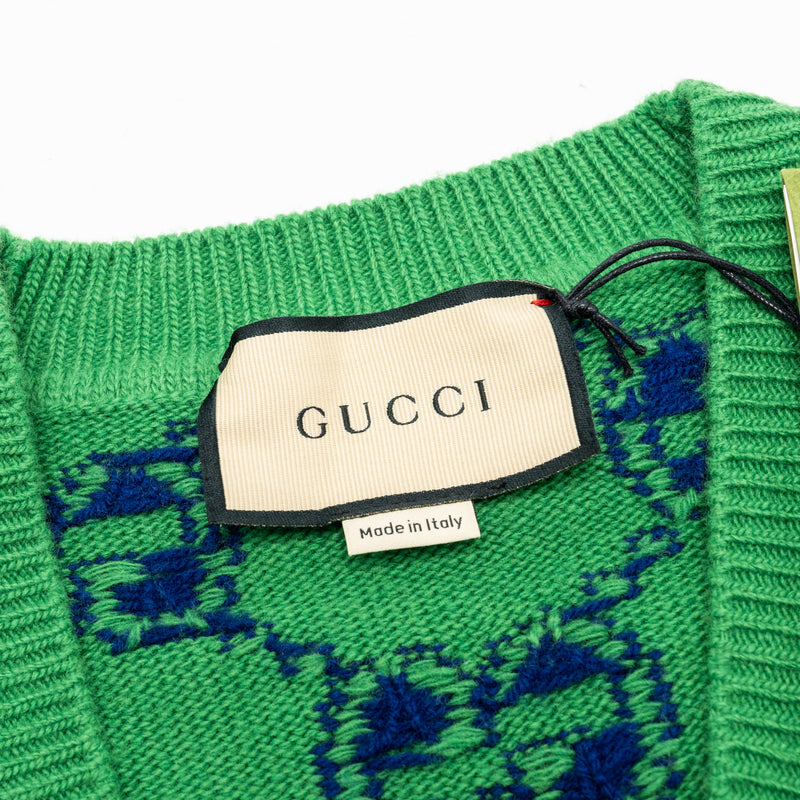 Gucci size S GG Knitted cardigan wool/laine Green/multicolour