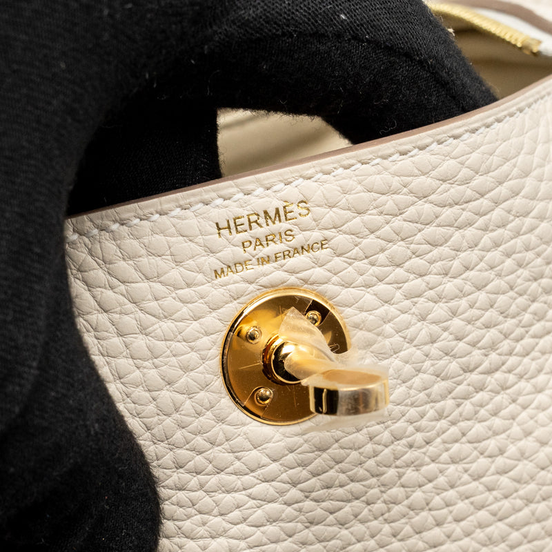 Hermes Mini Lindy II Clemence Craie GHW Stamp K