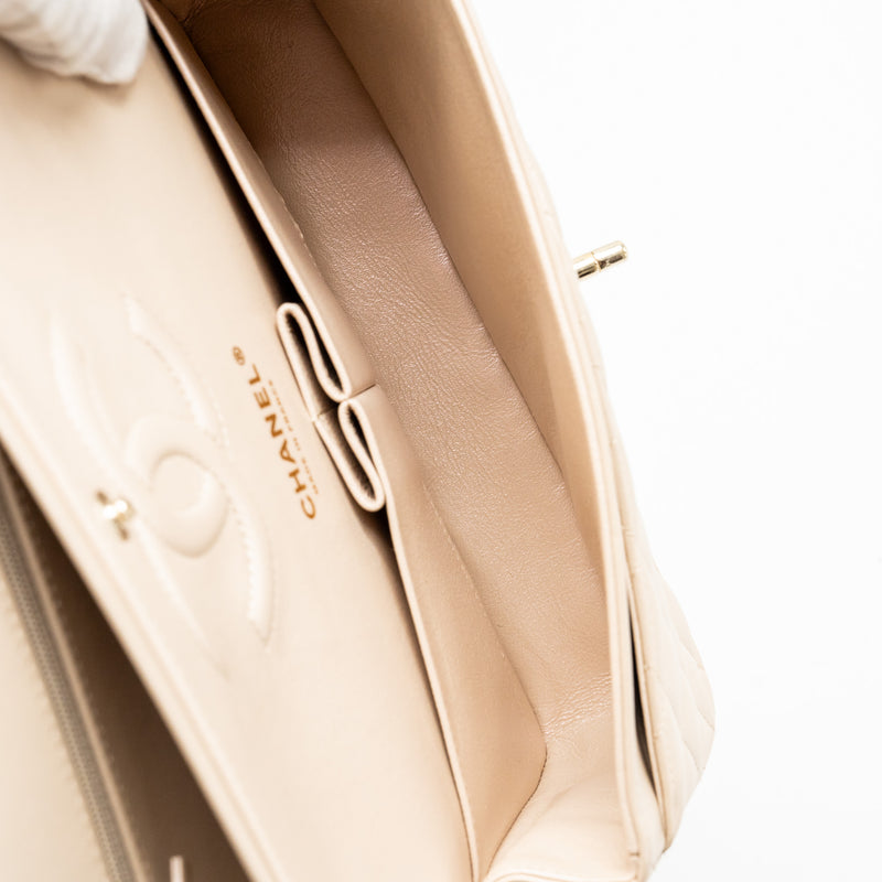 Chanel Medium Classic Double Flap Bag Lambskin Iridescent Ivory LGHW