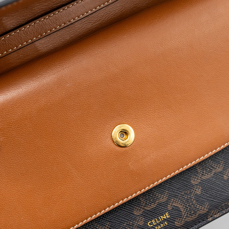 New! Celine bag. Clutch on strap in triomphe canvas and smooth
