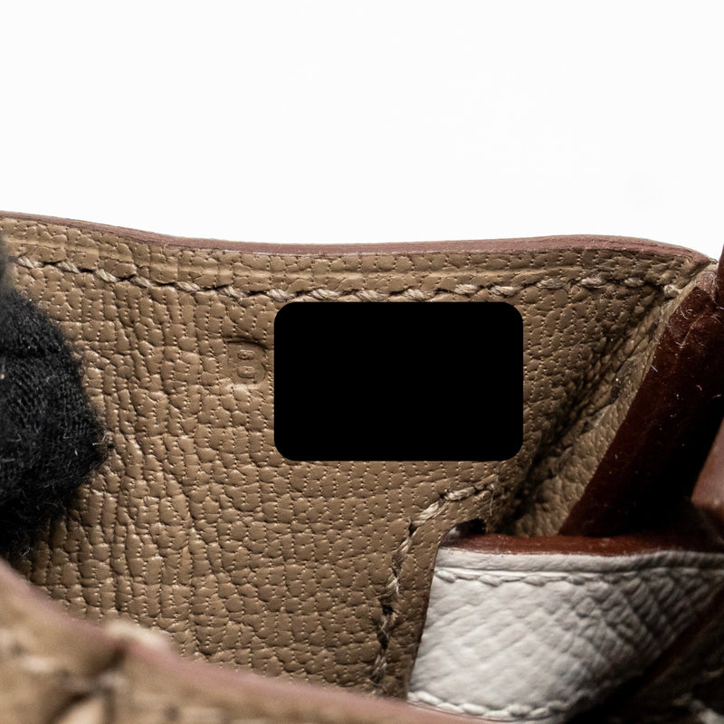 Hermes birkin 25 Epsom etoupe / gris pale / ebene SHW stamp B