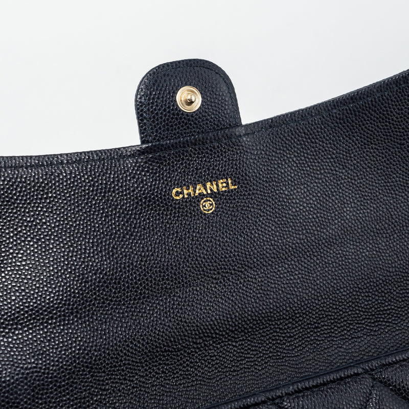 Chanel Classic Long Flap Wallet Caviar Navy LGHW
