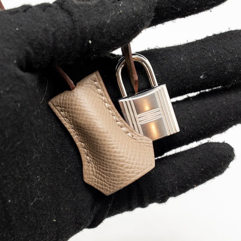 Hermes birkin 25 Epsom etoupe / gris pale / ebene SHW stamp B