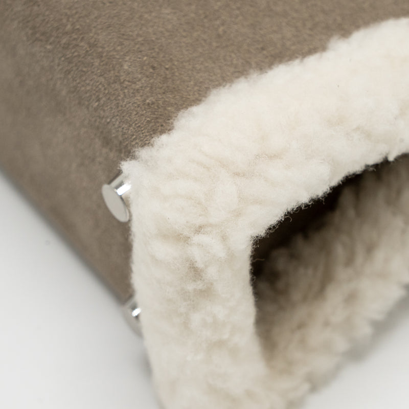 Hermes Mini Kelly Pluch Grizzly/Swift/Mouton Merinos Gris Caillou/Ecru/Etoupe SHW Stamp W