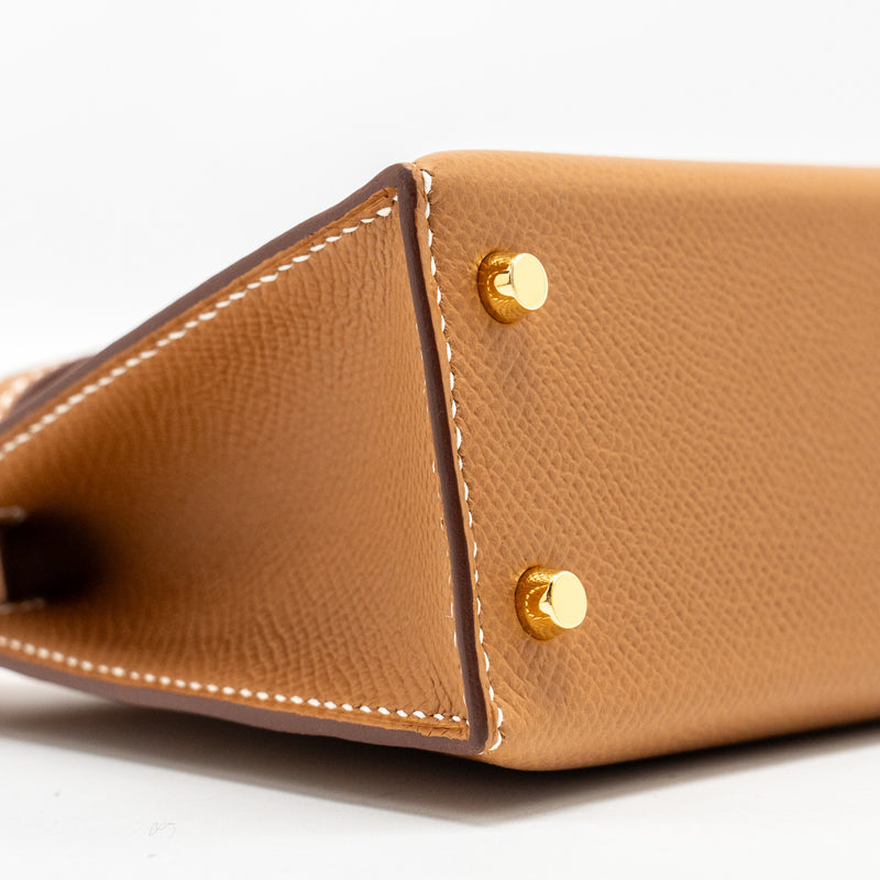 Hermes Mini Kelly II Epsom Gold GHW Stamp W