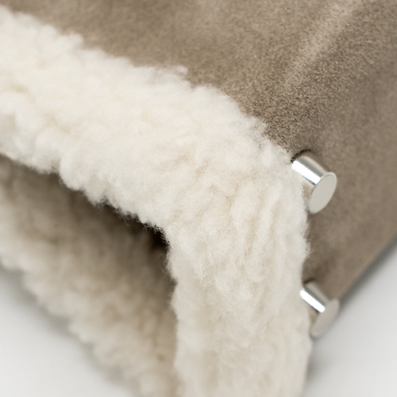 Hermes Mini Kelly Pluch Grizzly/Swift/Mouton Merinos Gris Caillou/Ecru/Etoupe SHW Stamp W