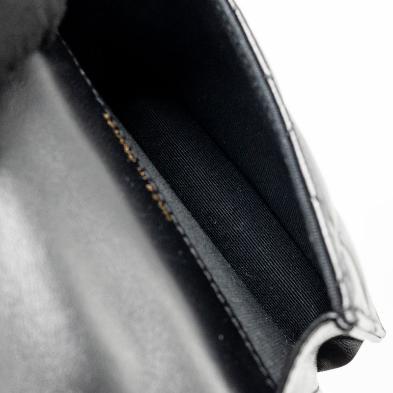 Chanel Mini Top Handle Flap Coin Purse with Chain Lambskin Black LGHW
