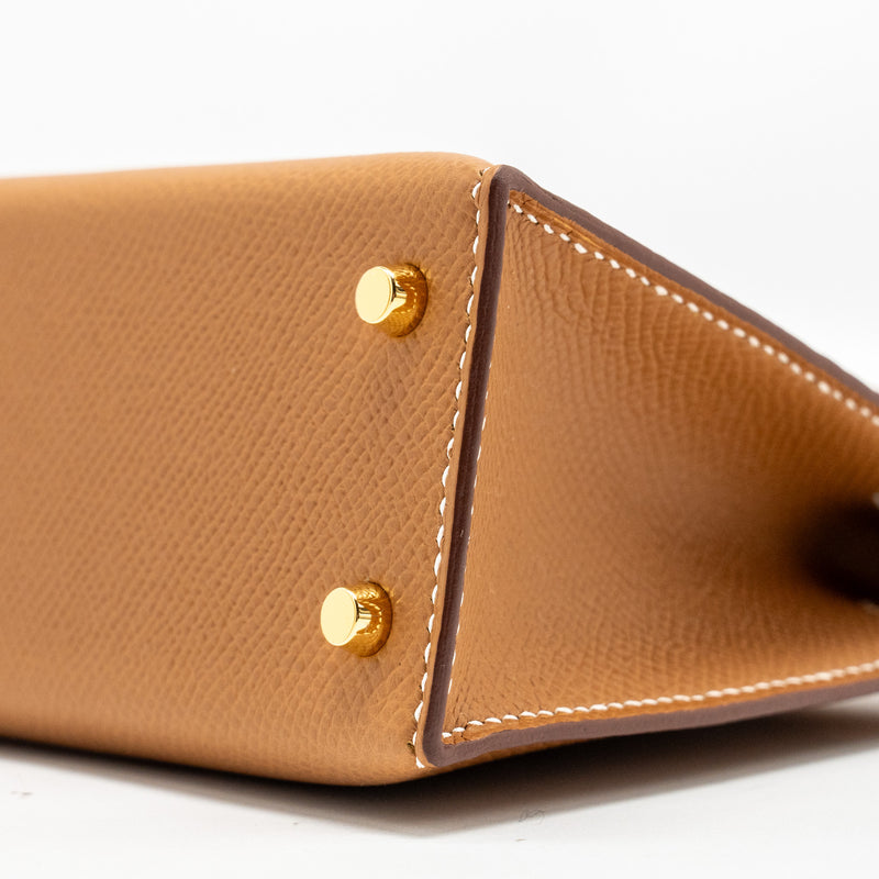 Hermes Mini Kelly II Epsom Gold GHW Stamp W