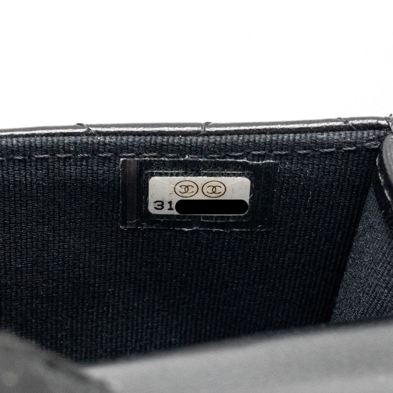 Chanel Mini Top Handle Flap Coin Purse with Chain Lambskin Black LGHW