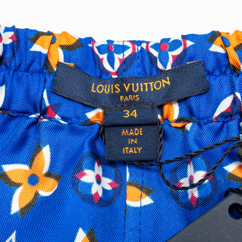 Louis Vuitton Size 34 Monogram Shorts Silk Blue/Multicolour