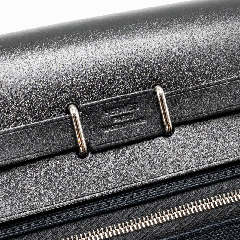 Hermes Herbag Mini Canvas/Hunter Leather Black SHW Stamp W