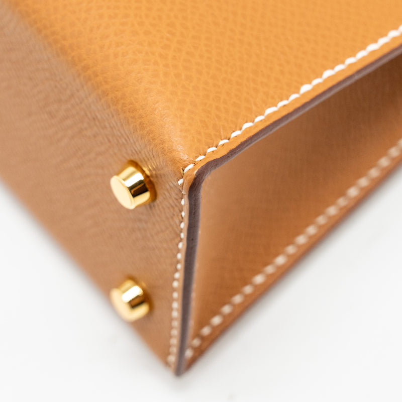 Hermes Mini Kelly II Epsom Gold GHW Stamp W