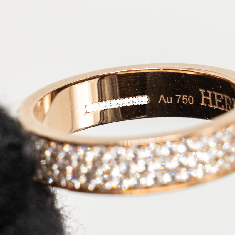 Hermes Size 51 Kelly Clochette Ring, Medium Model Rose Gold Diamonds