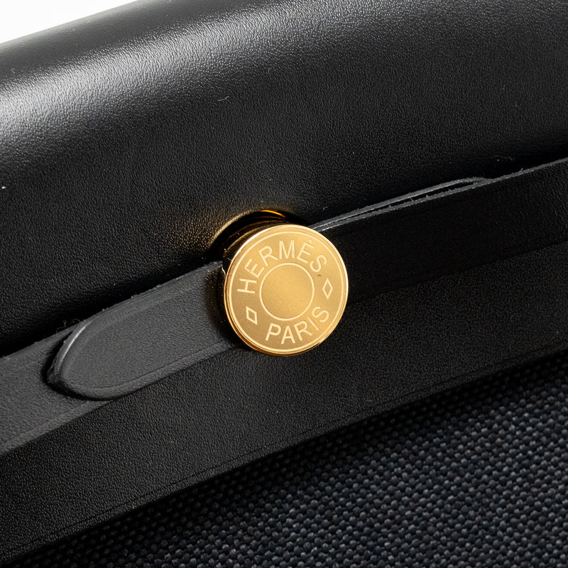 Hermes Herbag Mini Canvas / Hunter Black GHW Stamp W