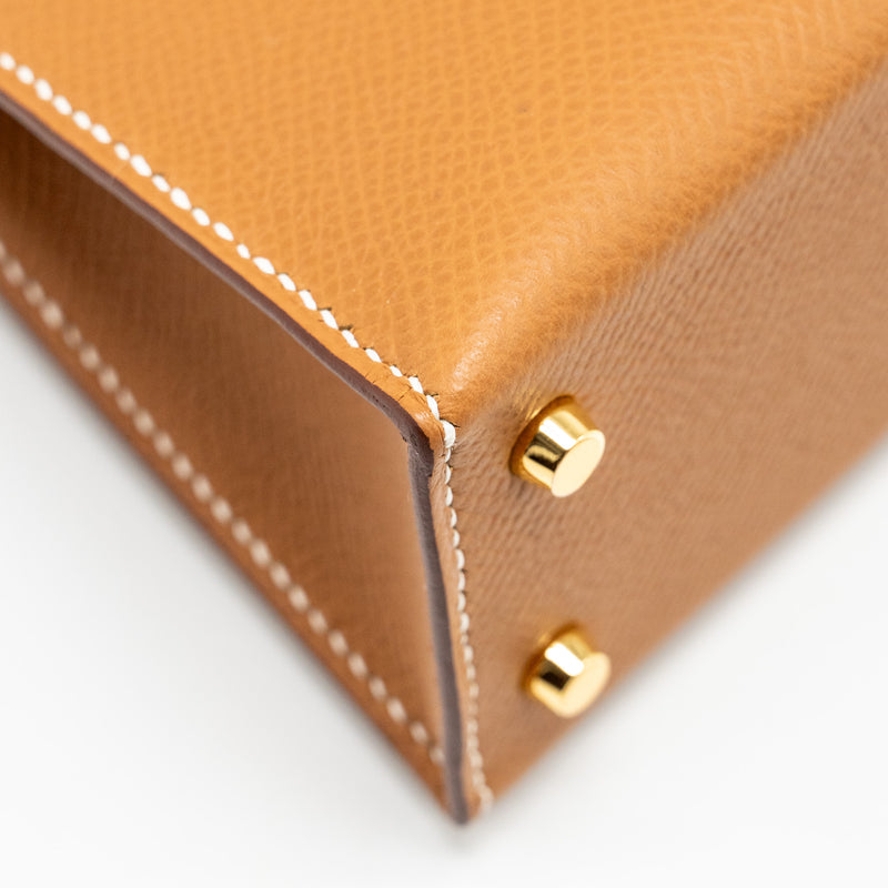 Hermes Mini Kelly II Epsom Gold GHW Stamp W