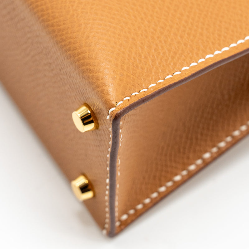 Hermes Mini Kelly II Epsom Gold GHW Stamp W