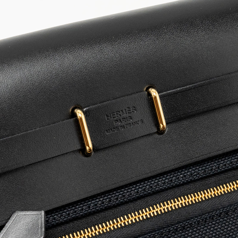 Hermes Herbag Mini Canvas / Hunter Black GHW Stamp W