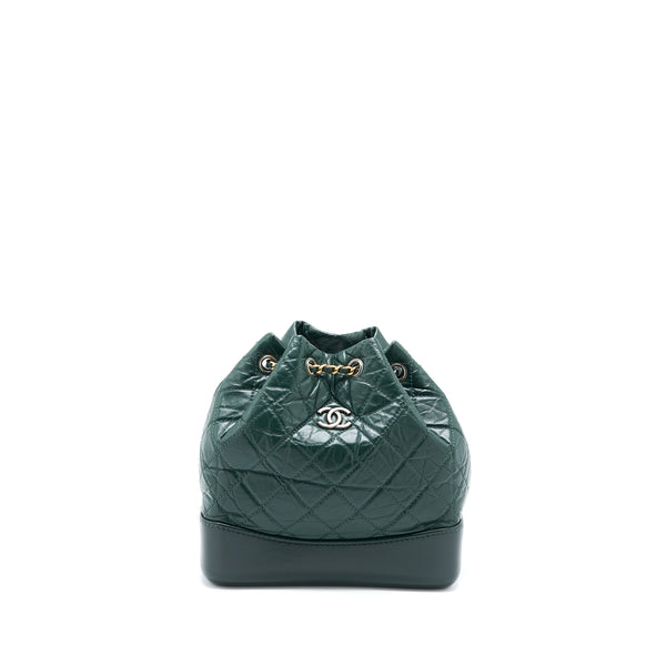 Chanel Small Gabrielle Backpack Calfskin Dark Green Multicolour Hardware