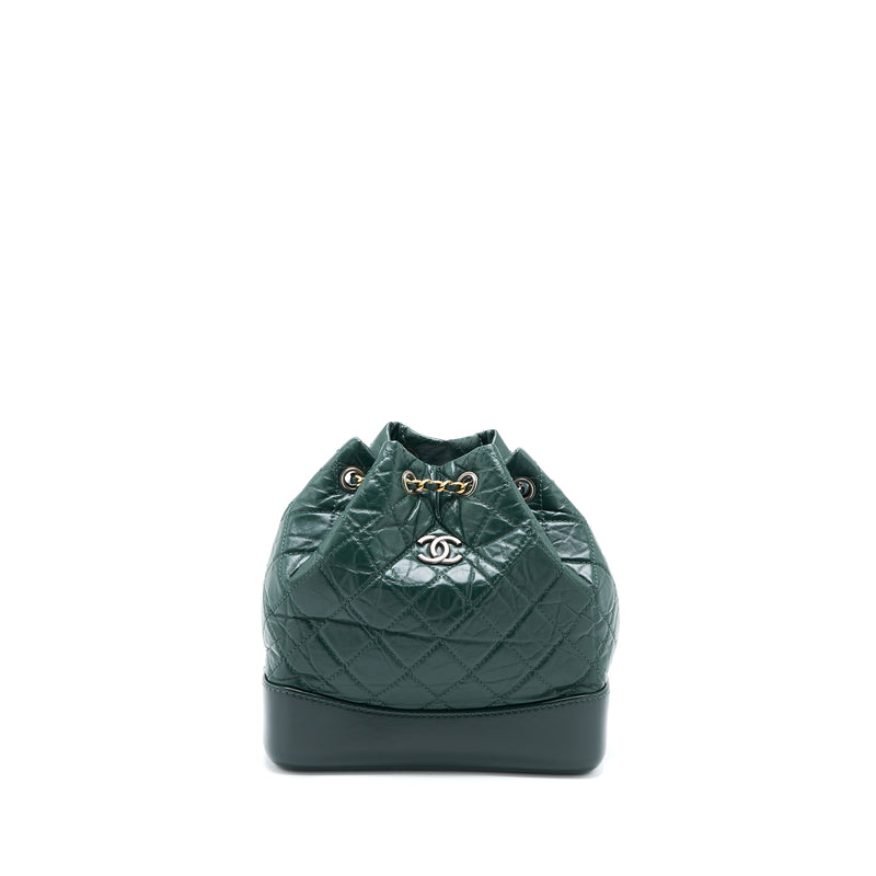 Chanel Small Gabrielle Backpack Calfskin Dark Green Multicolour Hardwa
