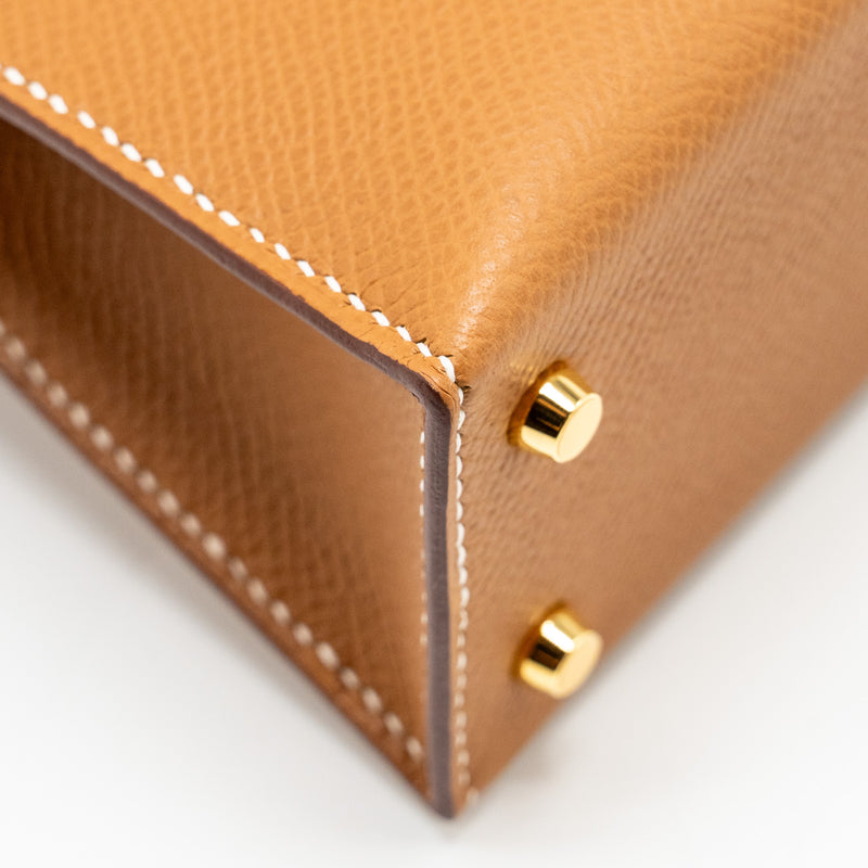 Hermes Mini Kelly II Epsom Gold GHW Stamp W