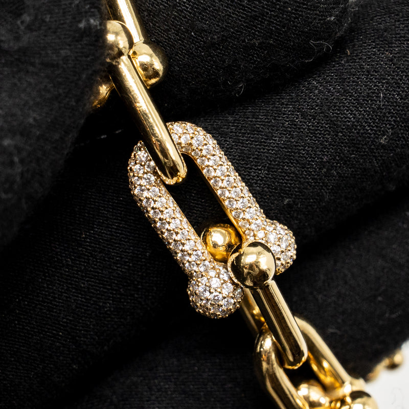 Tiffany Size Small Tiffany Hardware Large Link Bracelet Yellow Gold/Diamonds