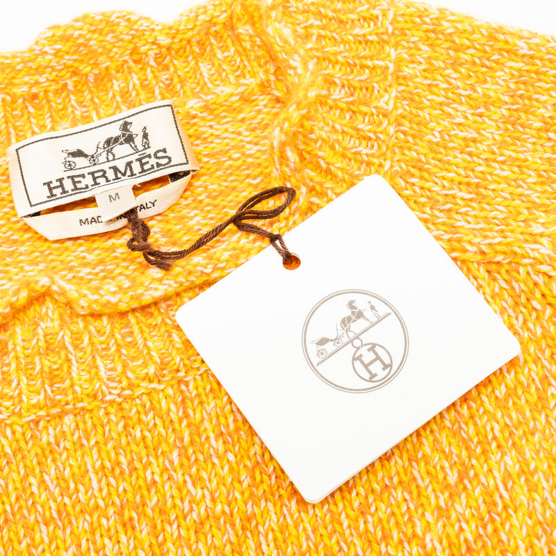 Hermes size m mouline ombre long sleeve crewneck sweater cashmere orange/pink