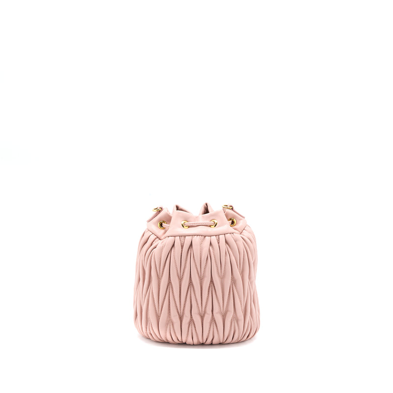 Miumiu Secchiello Matelasse Crossbody Bag Nappa Lambskin Pink GHW