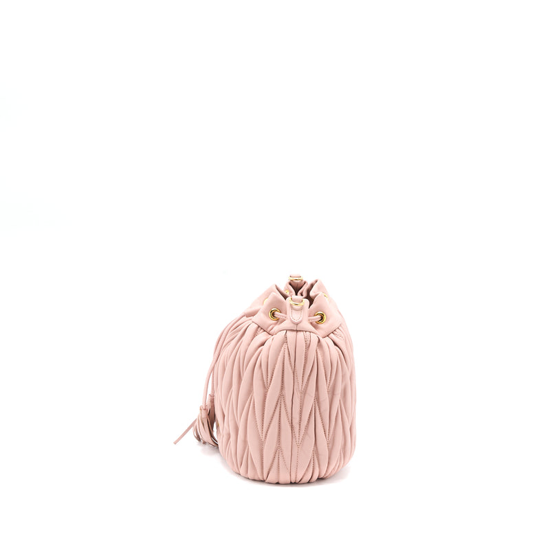 Miumiu Secchiello Matelasse Crossbody Bag Nappa Lambskin Pink GHW