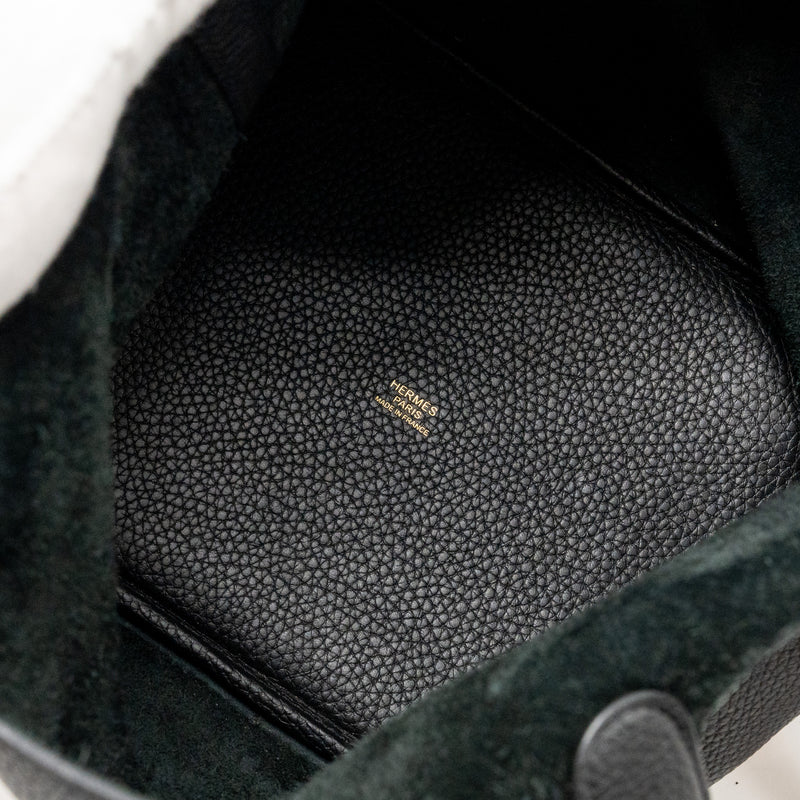 Hermes Picotin 22 Clemence Black GHW Stamp Z