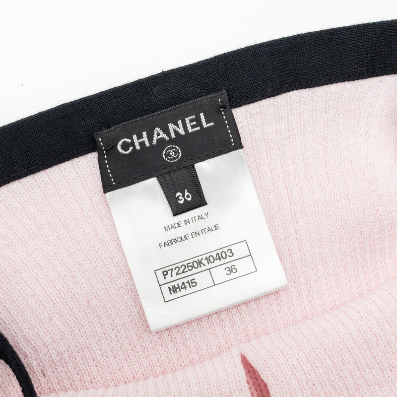 Chanel Size 36 22P CC Crystal Bow Cotton Tank Light Pink/Black
