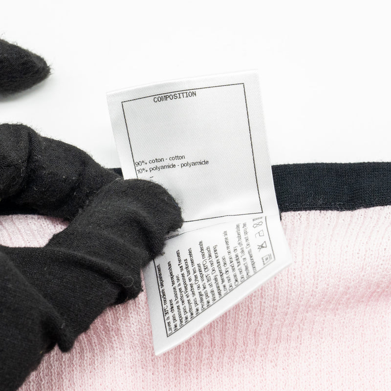 Chanel Size 36 22P CC Crystal Bow Cotton Tank Light Pink/Black