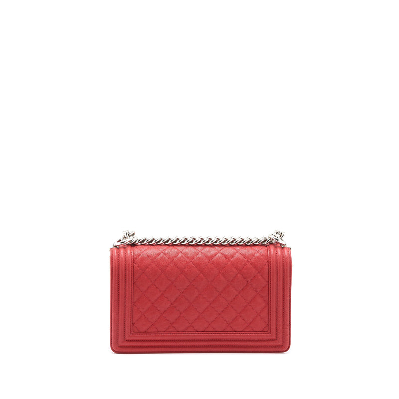 Chanel Medium Boy Bag Grained Calfskin Red SHW