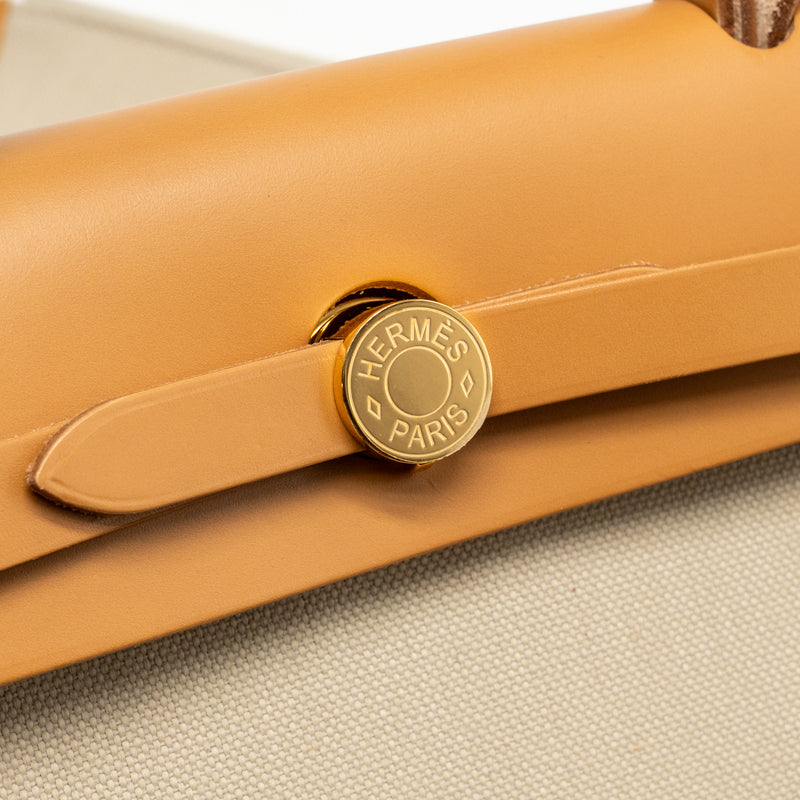 Hermes Herbag 31 Zip Bag Canvas/Hunter Leather Beton/Naturel Sable GHW Stamp U