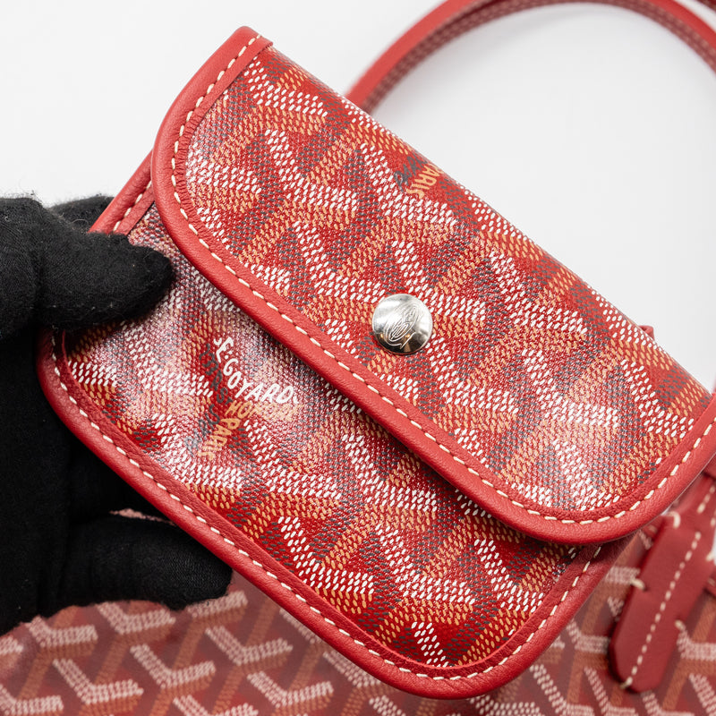 Goyard Mini Anjou Tote Bag Canvas/ Calfskin Red SHW