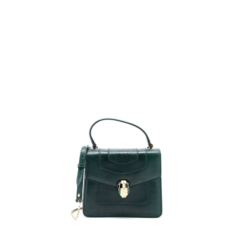 Bvlgari Top Handle Serpenti Forever Crossbody Bag Shiny Karung Skin Green LGHW