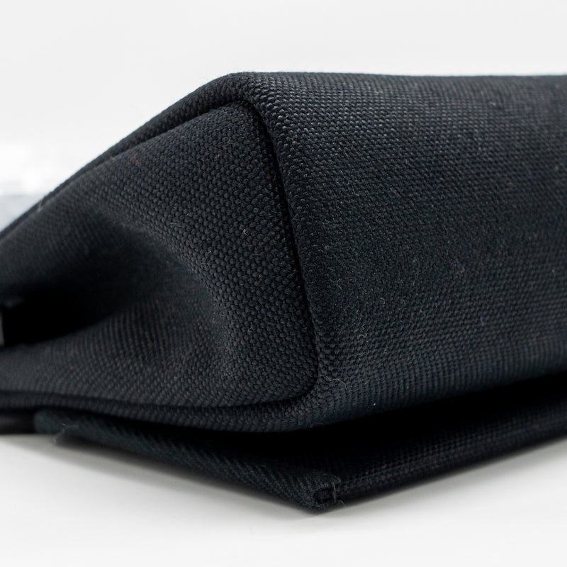 Hermes Herbag Mini Canvas/Hunter Leather Black GHW Stamp K