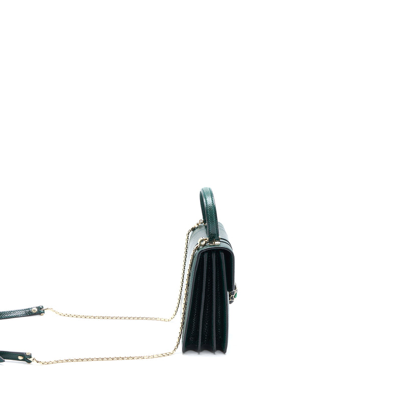 Bvlgari Top Handle Serpenti Forever Crossbody Bag Shiny Karung Skin Green LGHW