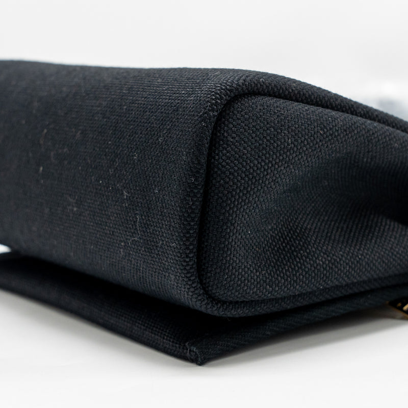 Hermes Herbag Mini Canvas/Hunter Leather Black GHW Stamp K