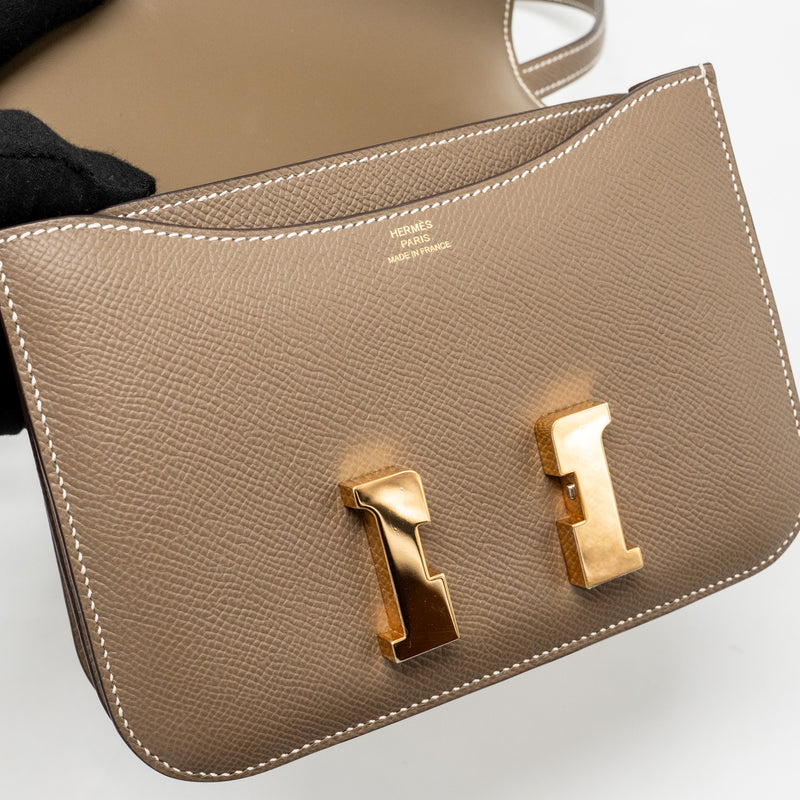 Hermes Mini Constance Epsom Etoupe RGHW Stamp B