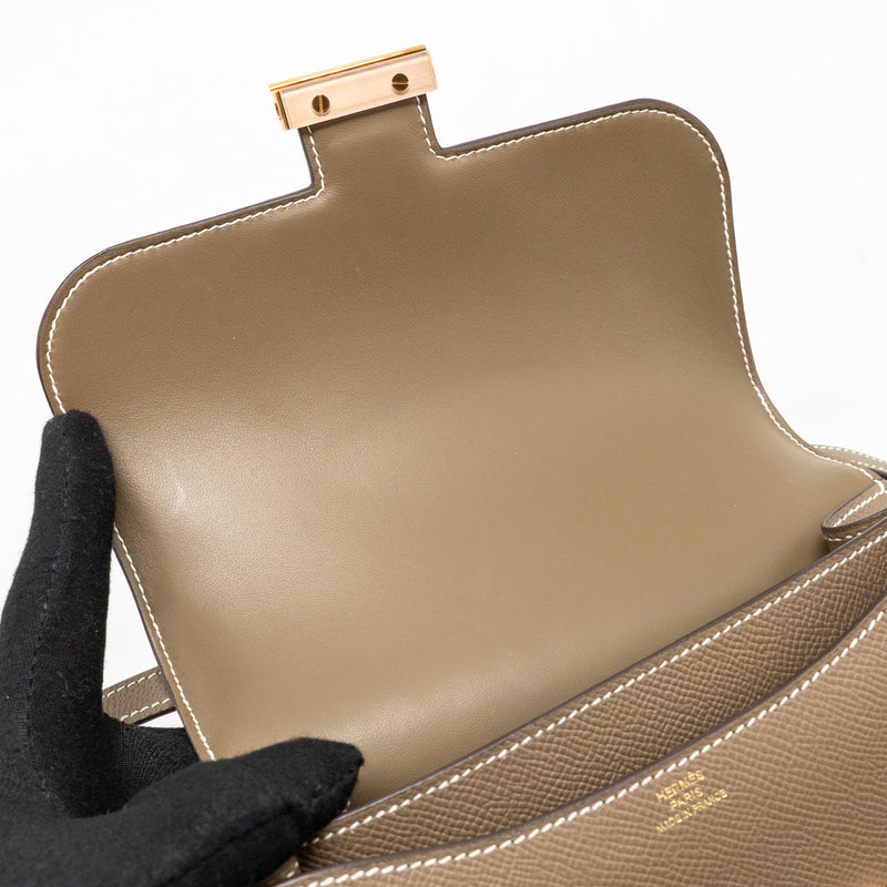 Hermes Mini Constance Epsom Etoupe RGHW Stamp B