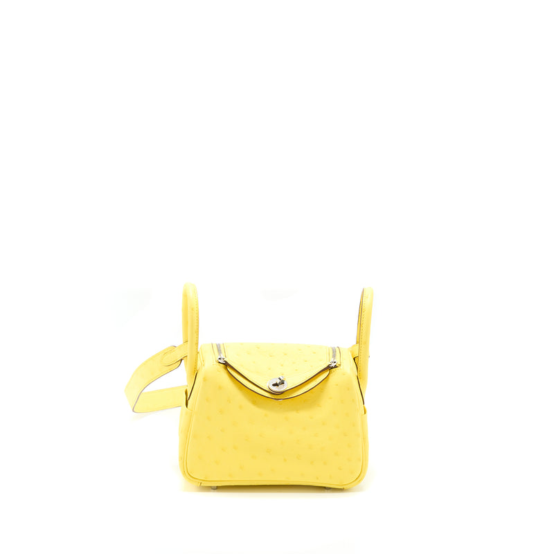 Hermes Mini Lindy Ostrich Jaune Citron SHW Stamp Y