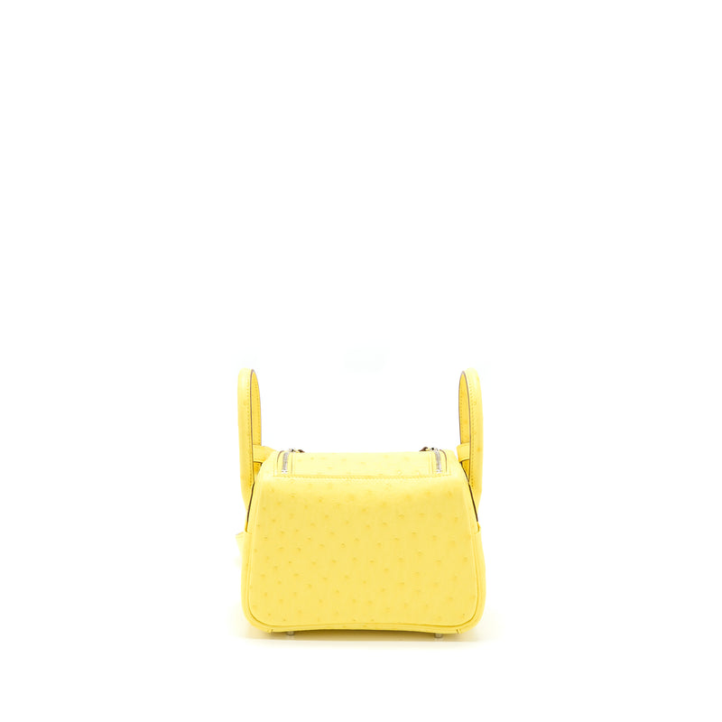Hermes Mini Lindy Ostrich Jaune Citron SHW Stamp Y