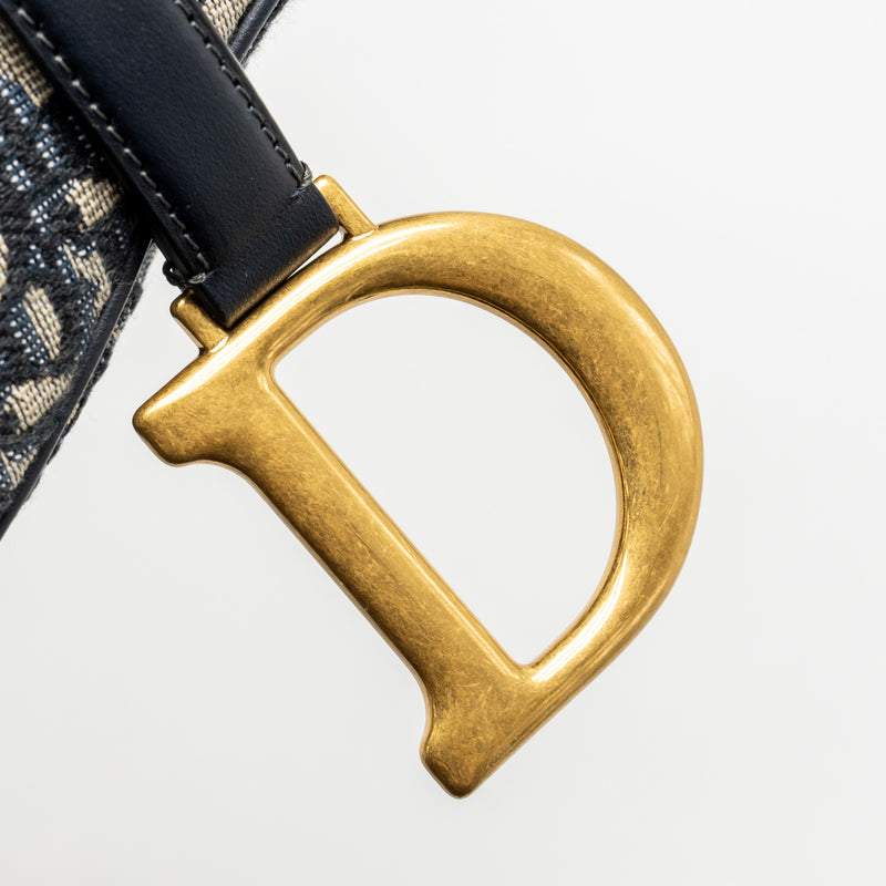 Dior Medium Saddle Bag Blue Oblique Canvas GHW