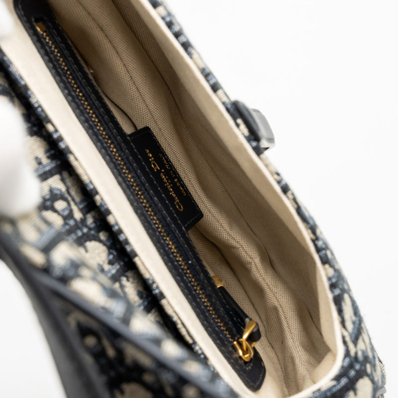 Dior Medium Saddle Bag Blue Oblique Canvas GHW