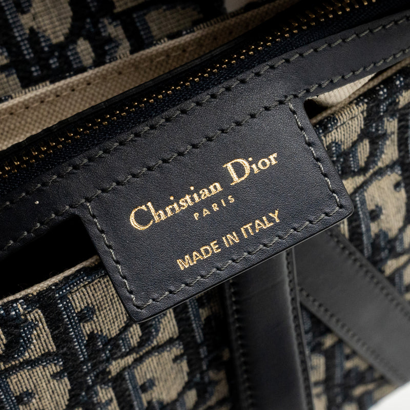 Dior Medium Saddle Bag Blue Oblique Canvas GHW