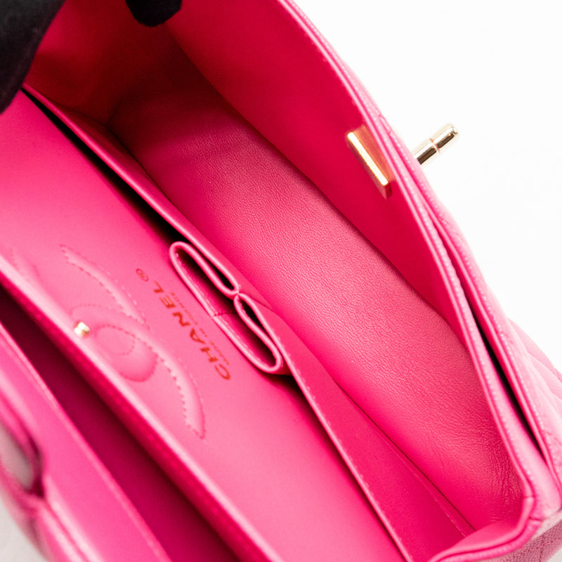 Chanel Small Classic Double Flap Bag Caviar Pink LGHW (Microchip)